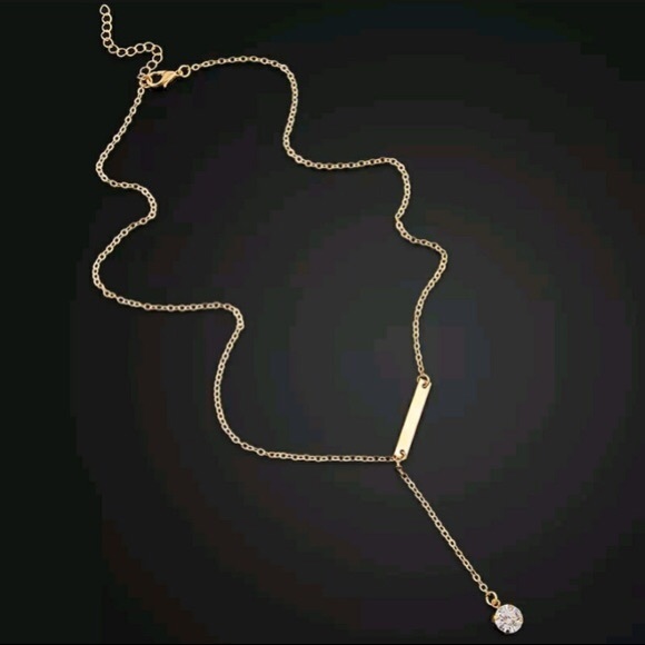 Dainty Bar Rhinestone Necklace (Gold) - Picture 3 of 3